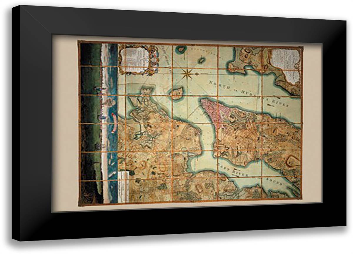 Plan of the City of New York 22x16 Black Modern Wood Framed Art Print Poster by Ratzer, Bernard