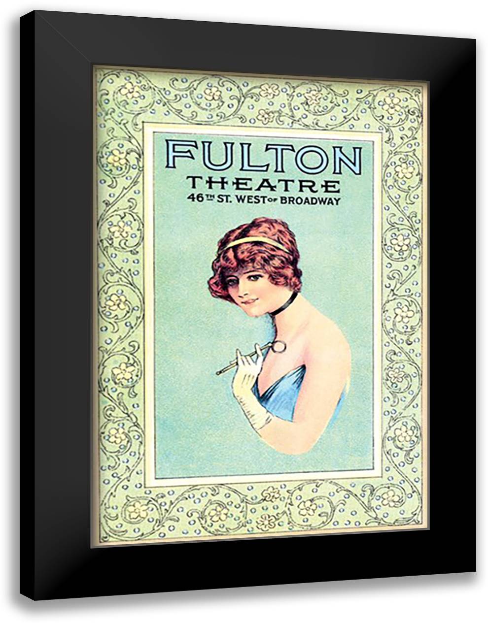 Fulton Theatre: 46th Street, West of Broadway 16x22 Black Modern Wood Framed Art Print Poster