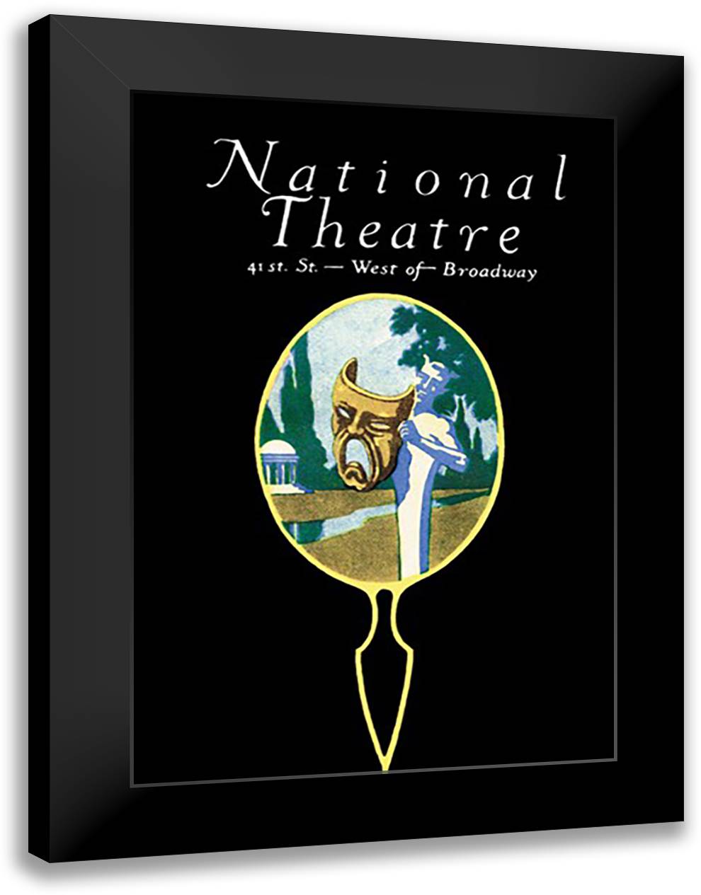 National Theatre 16x22 Black Modern Wood Framed Art Print Poster