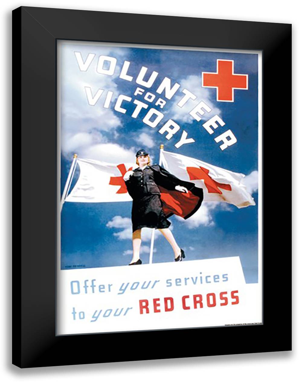Volunteer for Victory: Offer Your Services to Your Red Cross 16x22 Black Modern Wood Framed Art Print Poster by Frissell, Toni