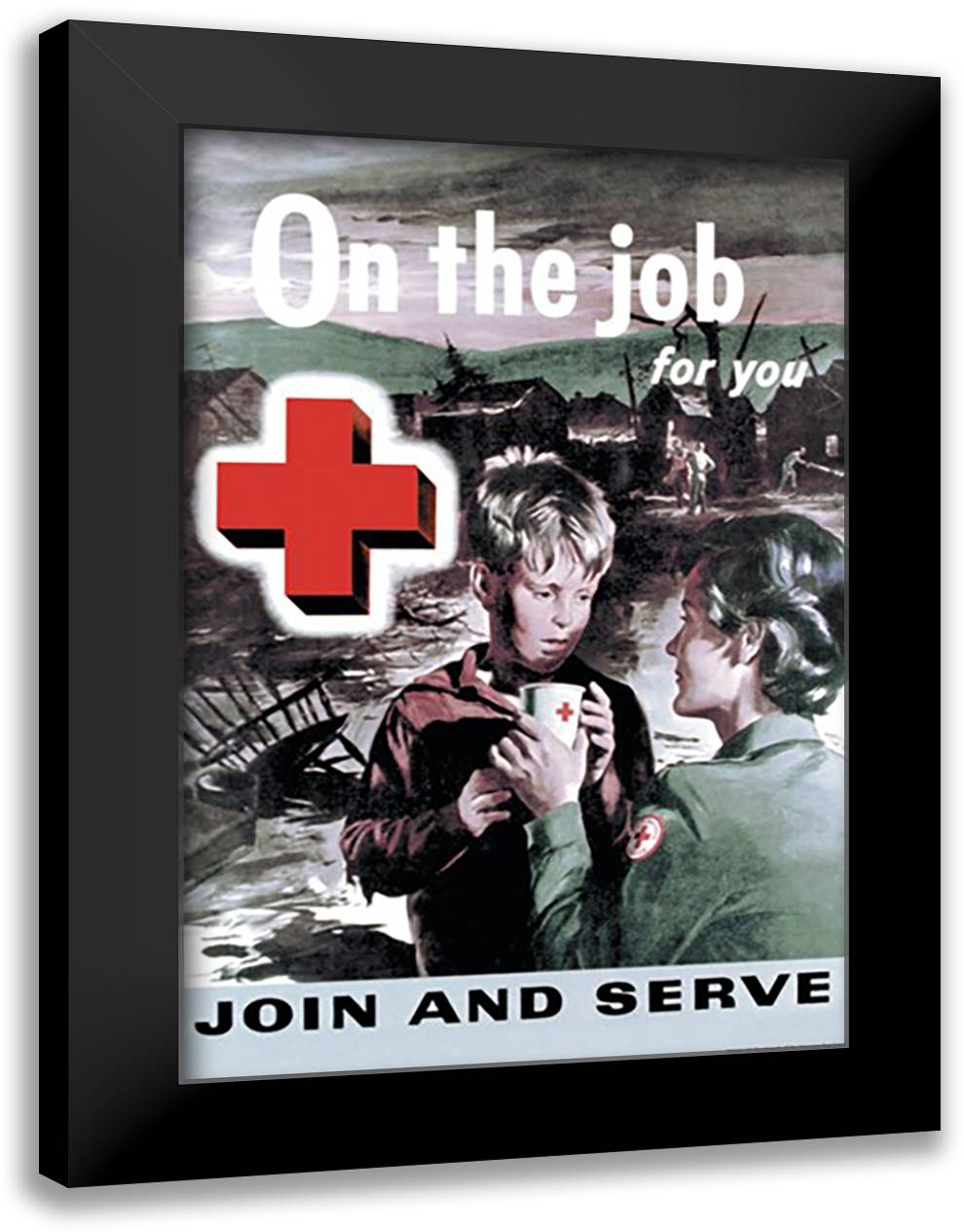 On the Job for You: Join and Serve 16x22 Black Modern Wood Framed Art Print Poster by Gould, John