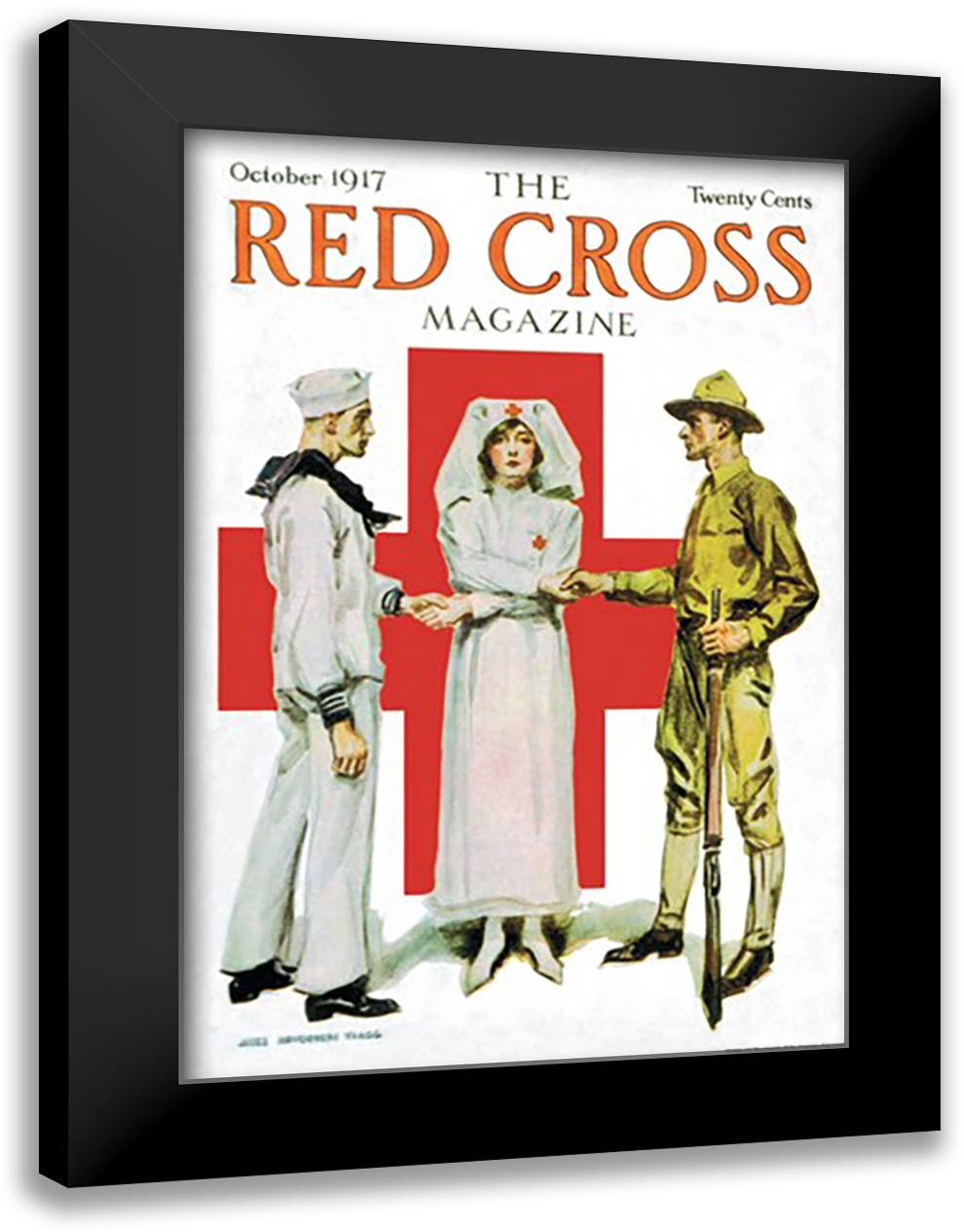 Red Cross Magazine, October 1917 16x22 Black Modern Wood Framed Art Print Poster by Flagg, James Montgomery