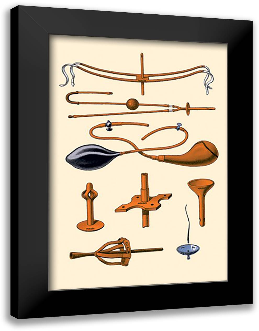 Siphons and Drains 16x22 Black Modern Wood Framed Art Print Poster by Porges, Jules