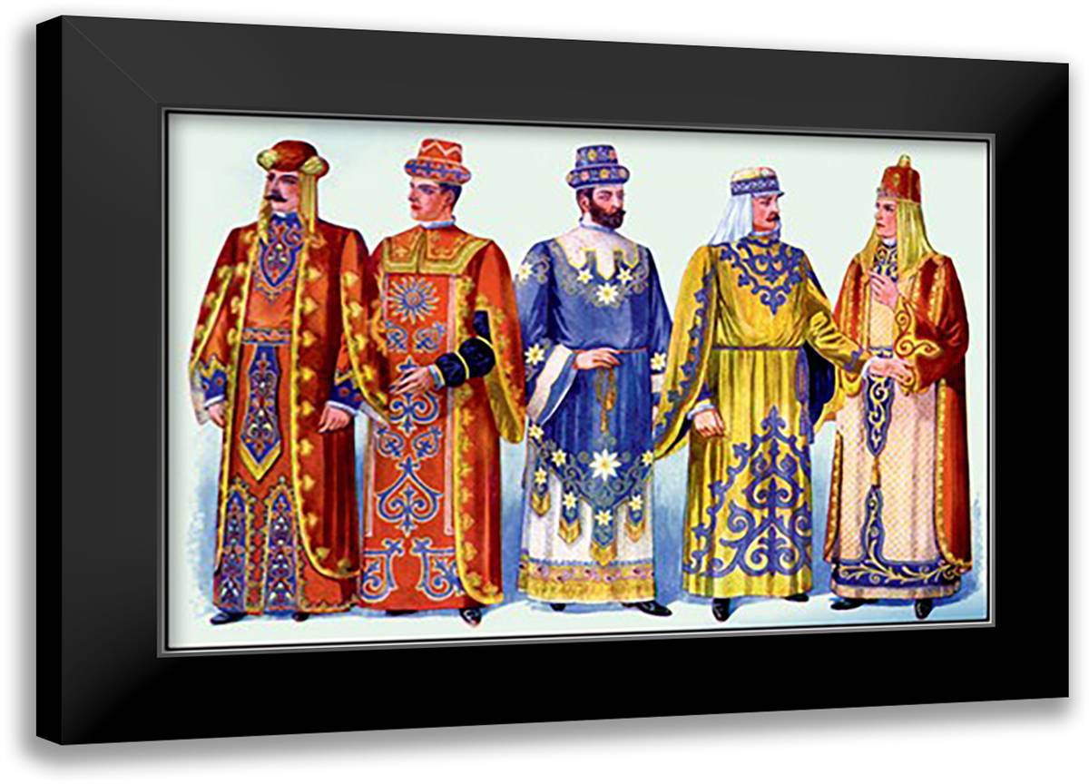 Odd Fellows: Men in Robes and Turbans 22x16 Black Modern Wood Framed Art Print Poster