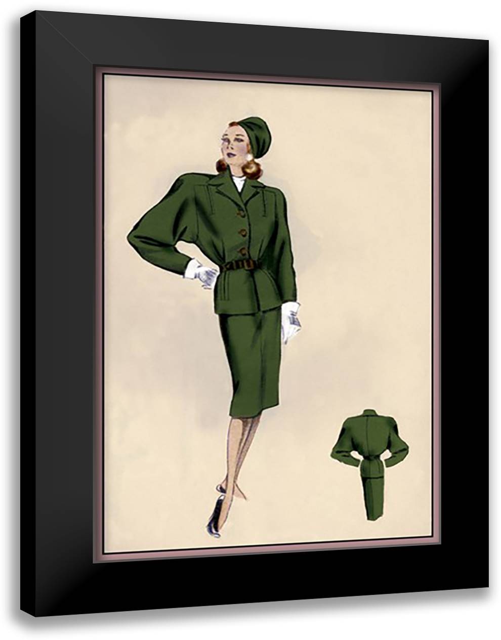 Olive Sport Suit 16x22 Black Modern Wood Framed Art Print Poster