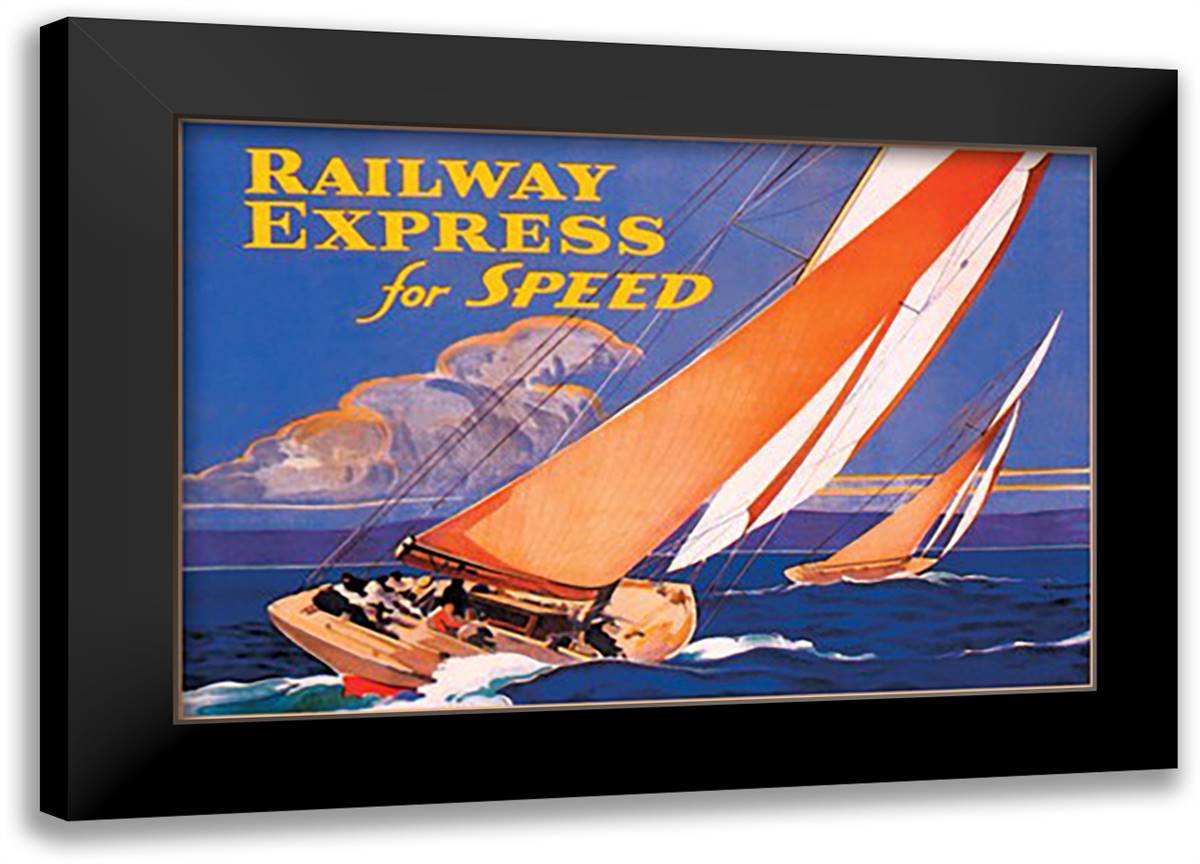 Railway Express for Speed 22x16 Black Modern Wood Framed Art Print Poster by Fenneker, Josef