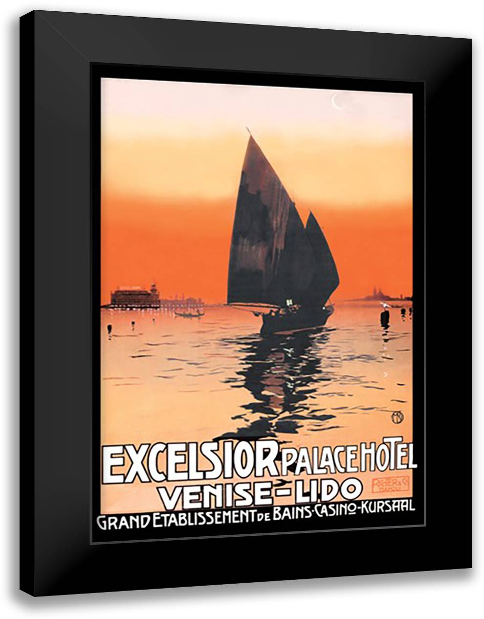 Excelsior Palace Hotel 16x22 Black Modern Wood Framed Art Print Poster by Michel, Karl