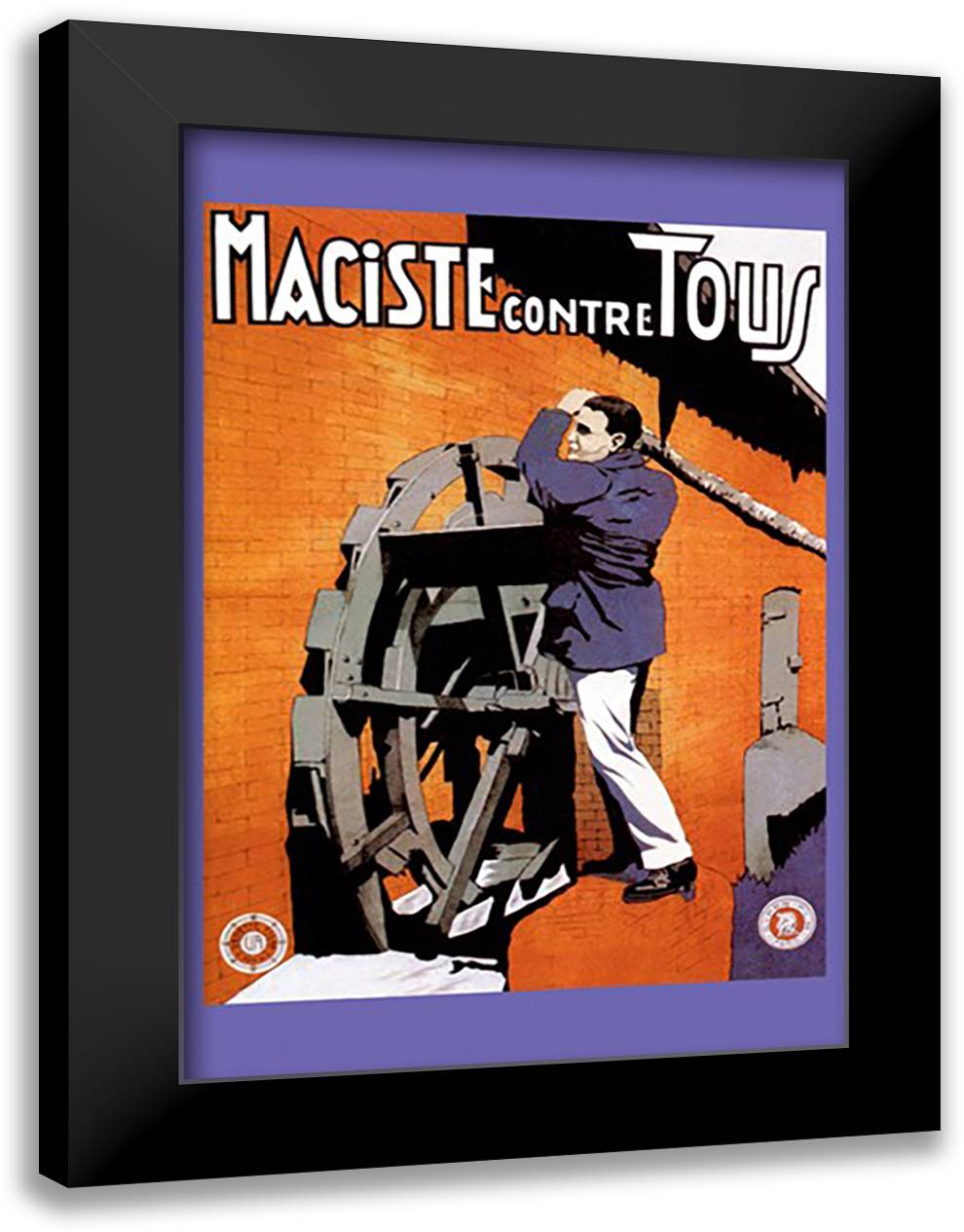 Maciste Contre Tous 16x22 Black Modern Wood Framed Art Print Poster
