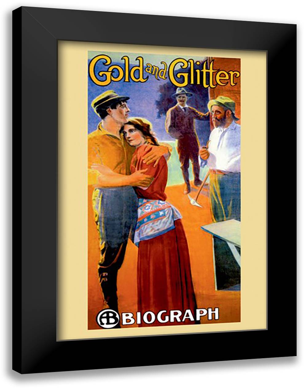 Gold and Glitter 16x22 Black Modern Wood Framed Art Print Poster