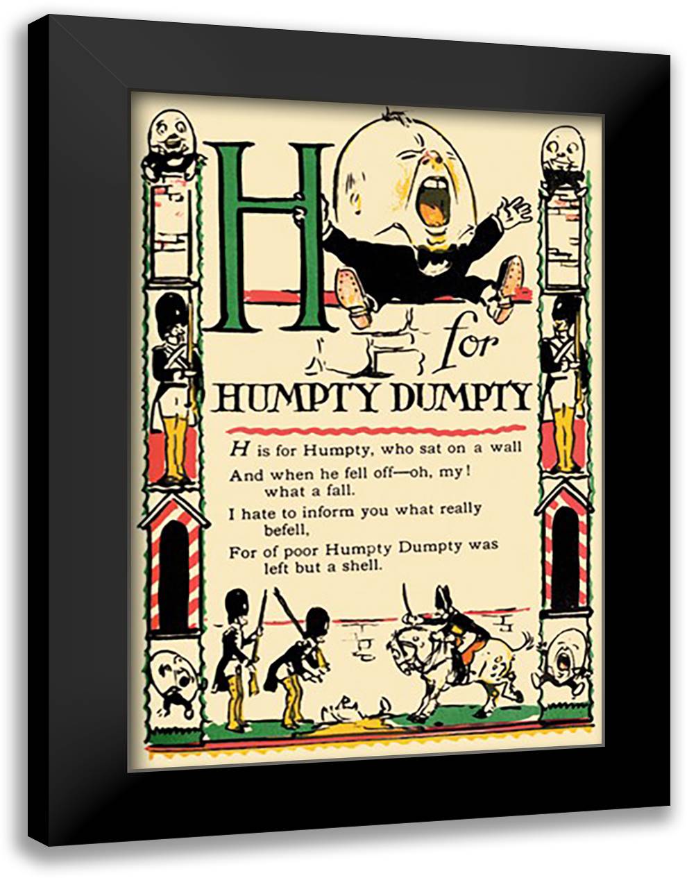 H for Humpty Dumpty 16x22 Black Modern Wood Framed Art Print Poster by Sarge, Tony