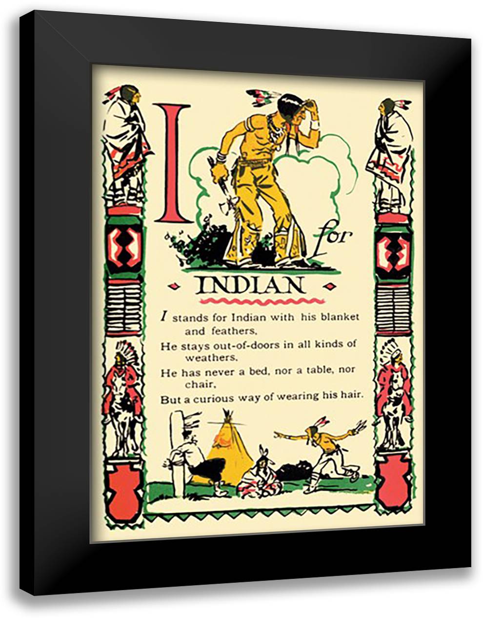 I for Indian 16x22 Black Modern Wood Framed Art Print Poster by Sarge, Tony
