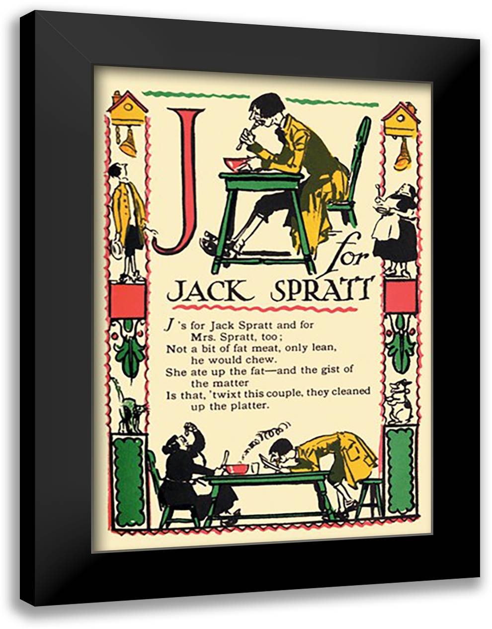J for Jack Sprat 16x22 Black Modern Wood Framed Art Print Poster by Sarge, Tony