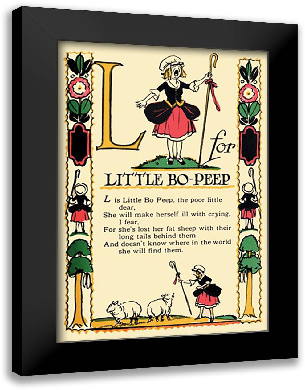 L for Little Bo-Peep 16x22 Black Modern Wood Framed Art Print Poster by Sarge, Tony