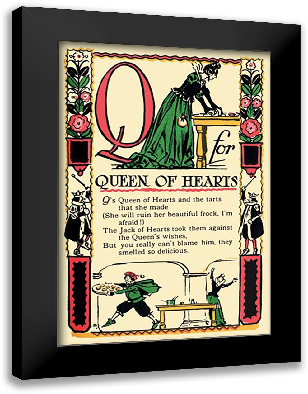 Q for Queen of Hearts 16x22 Black Modern Wood Framed Art Print Poster by Sarge, Tony
