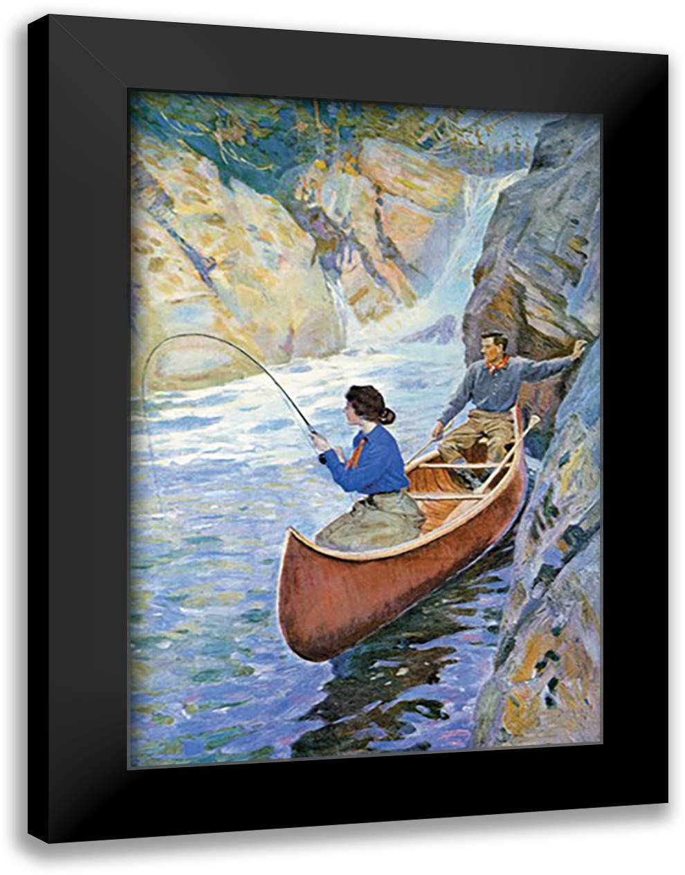 Fish On 16x22 Black Modern Wood Framed Art Print Poster by Goodwin, Philip R.