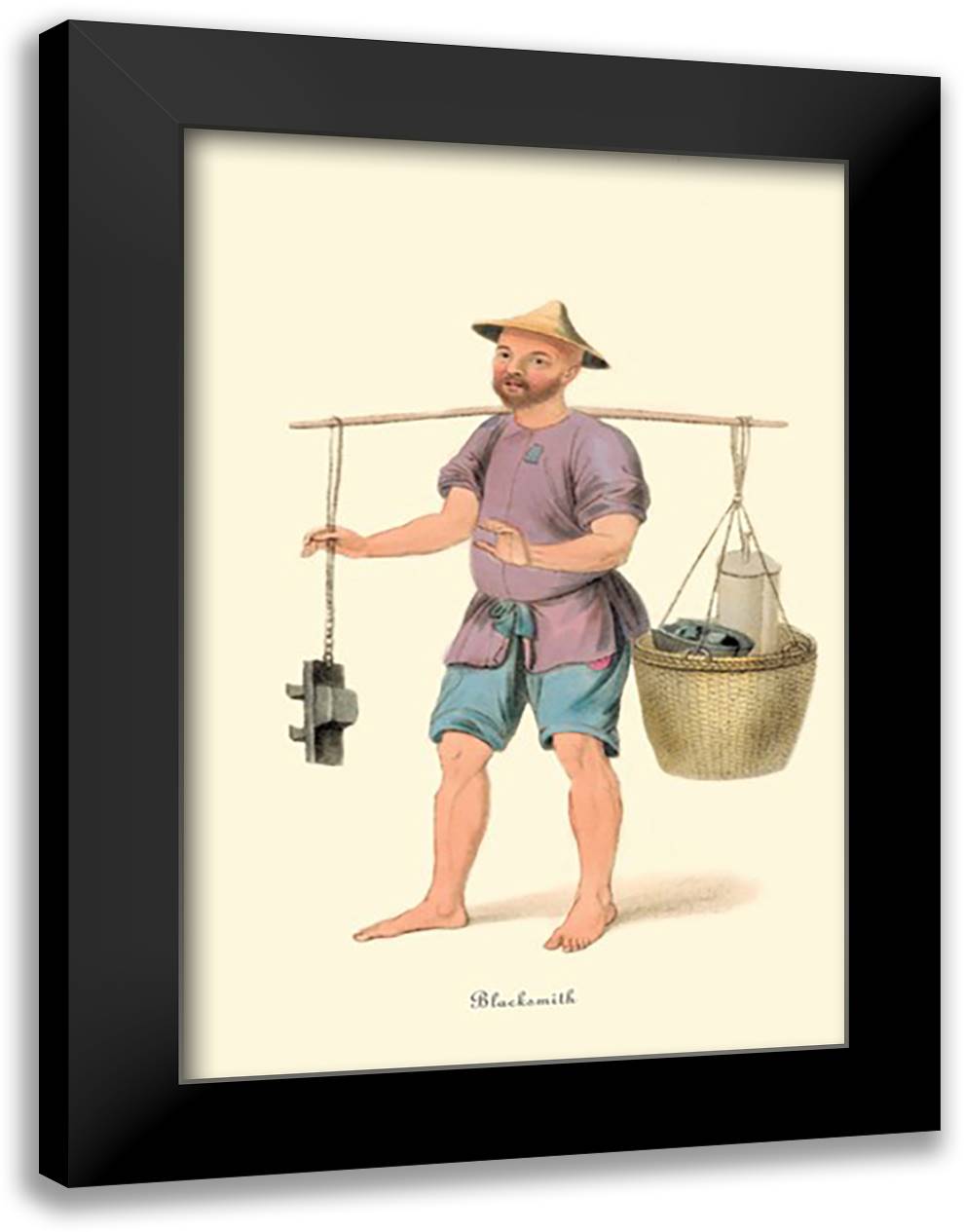 Blacksmith 16x22 Black Modern Wood Framed Art Print Poster by Malon, George Henry