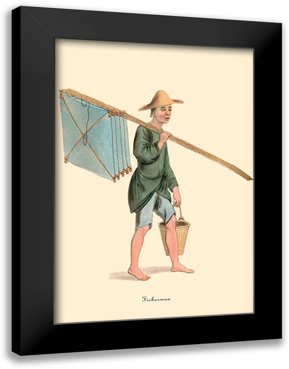 Fisherman 16x22 Black Modern Wood Framed Art Print Poster by Malon, George Henry