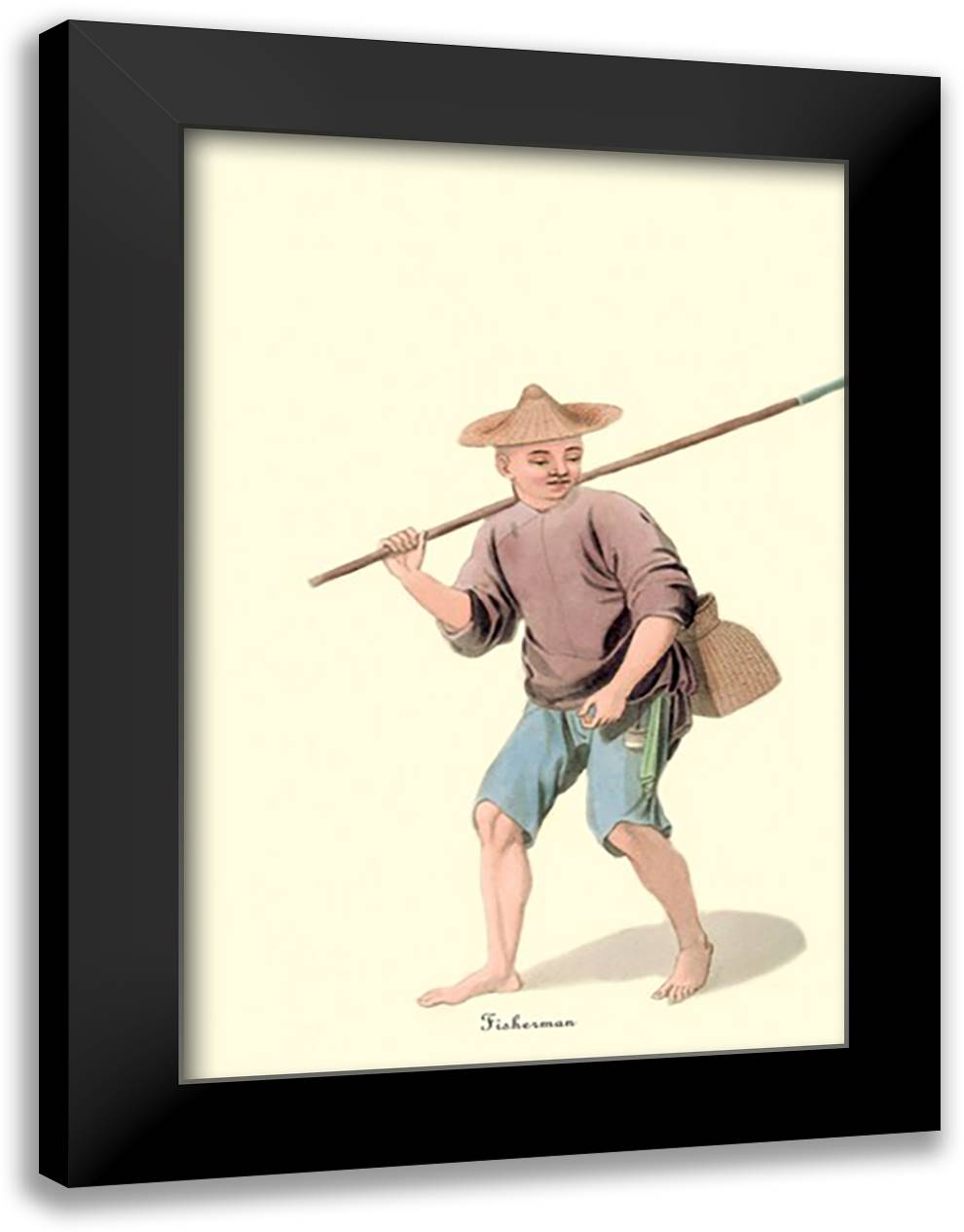Fisherman II 16x22 Black Modern Wood Framed Art Print Poster by Malon, George Henry