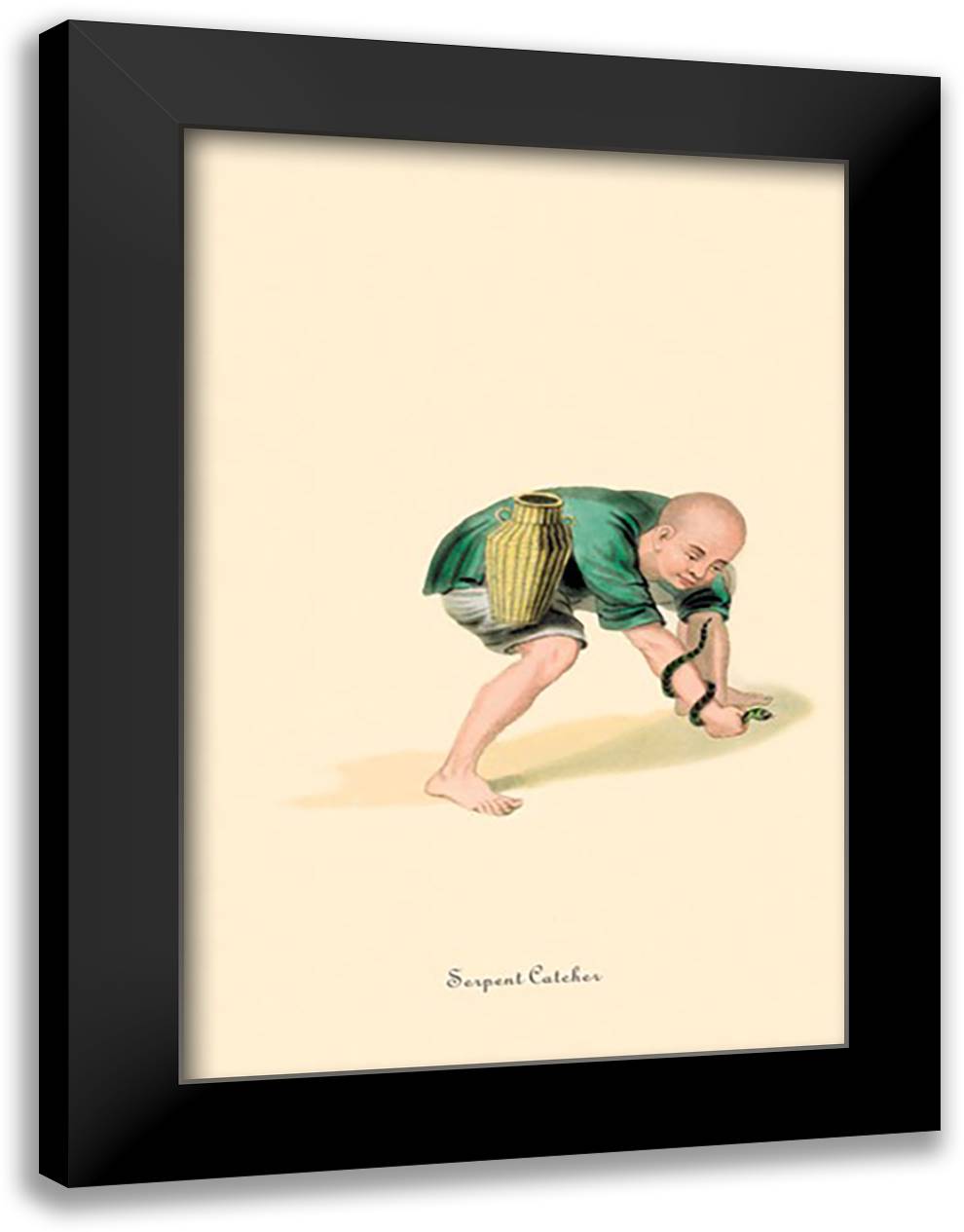Serpent Catcher 16x22 Black Modern Wood Framed Art Print Poster by Malon, George Henry