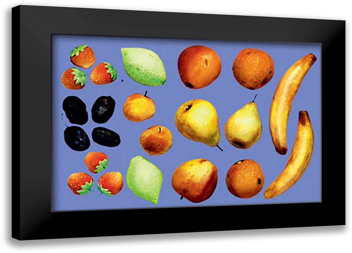 Painted Fruit 22x16 Black Modern Wood Framed Art Print Poster