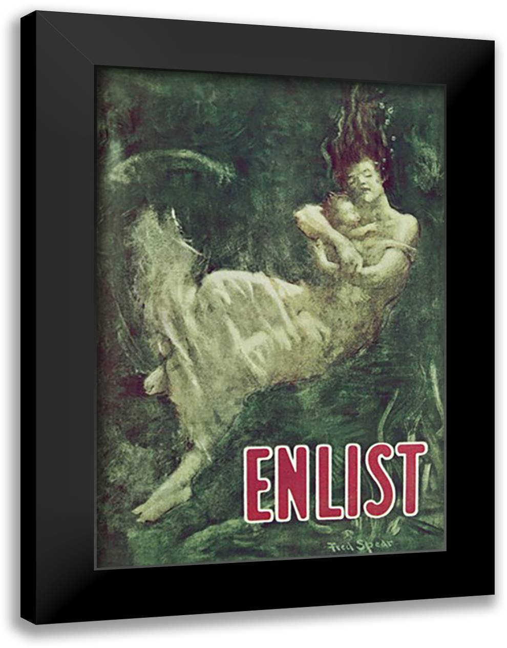 Enlist (Sinking Lusitania Victim) 16x22 Black Modern Wood Framed Art Print Poster by Spear, Fred