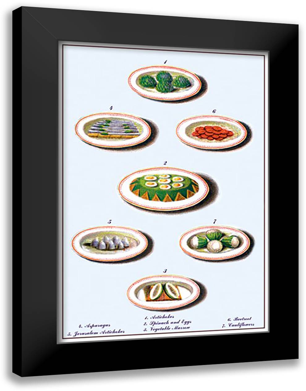 Vegetables 16x22 Black Modern Wood Framed Art Print Poster by Krowheim
