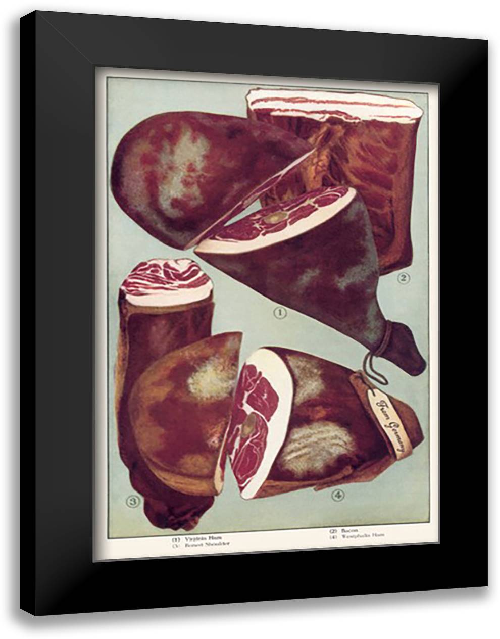 Ham and Bacon 16x22 Black Modern Wood Framed Art Print Poster