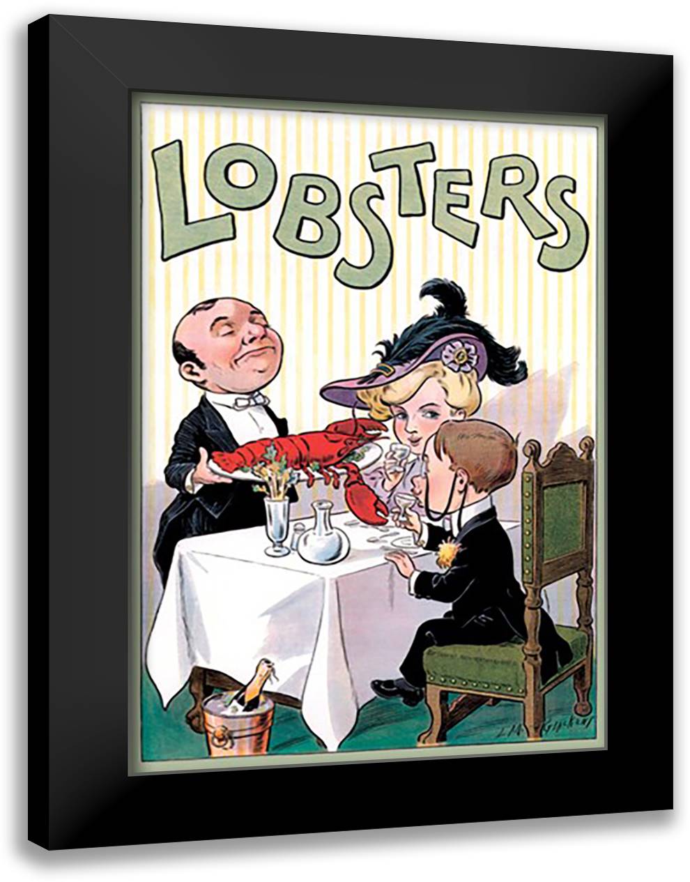 Lobsters 16x22 Black Modern Wood Framed Art Print Poster