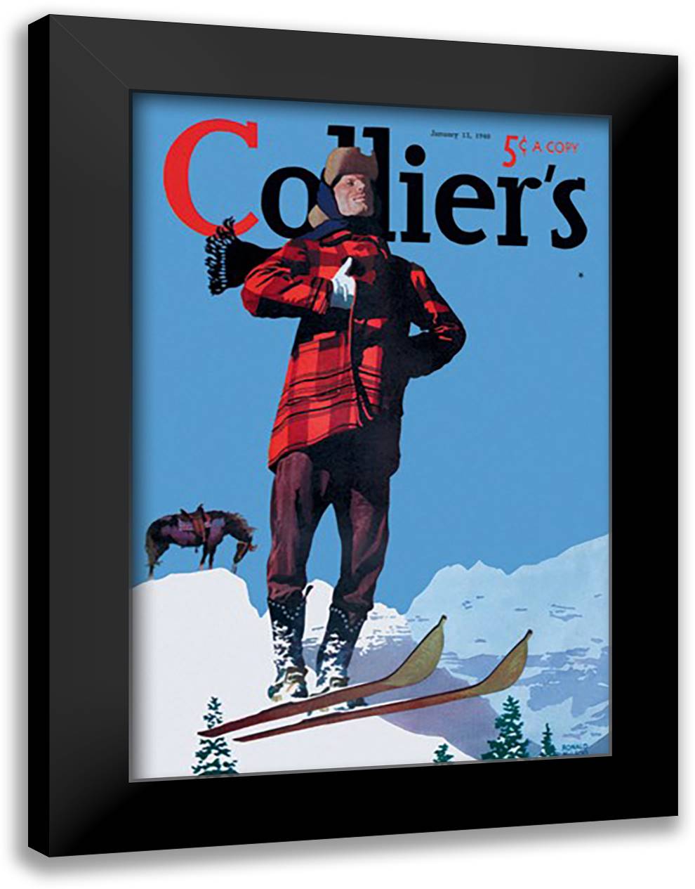 Collier's: January 13, 1940 16x22 Black Modern Wood Framed Art Print Poster by Mcleod, Donald