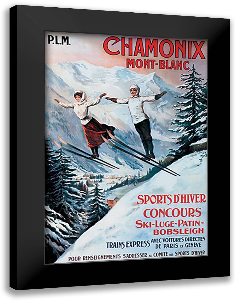 Chamonix Mont-Blanc 16x22 Black Modern Wood Framed Art Print Poster by Tamagno, Francisco