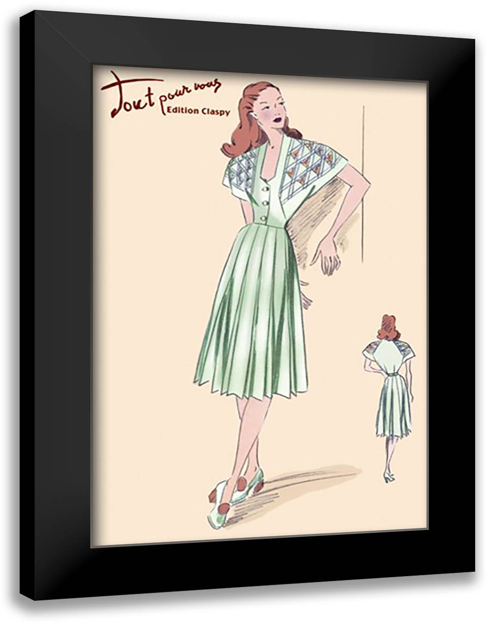 Pleated Summer Dress 16x22 Black Modern Wood Framed Art Print Poster