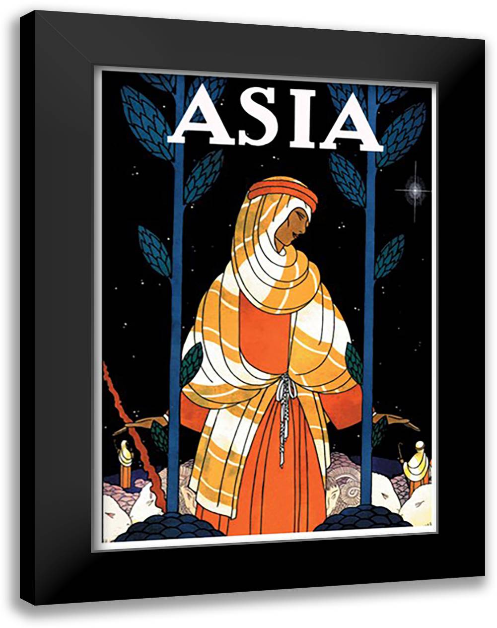 Asia Magazine: Palestine - Starlight 16x22 Black Modern Wood Framed Art Print Poster by McIntosh, Frank