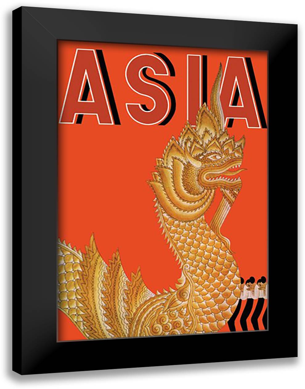 Asia Magazine: Dragon Temple of Siam 16x22 Black Modern Wood Framed Art Print Poster by McIntosh, Frank