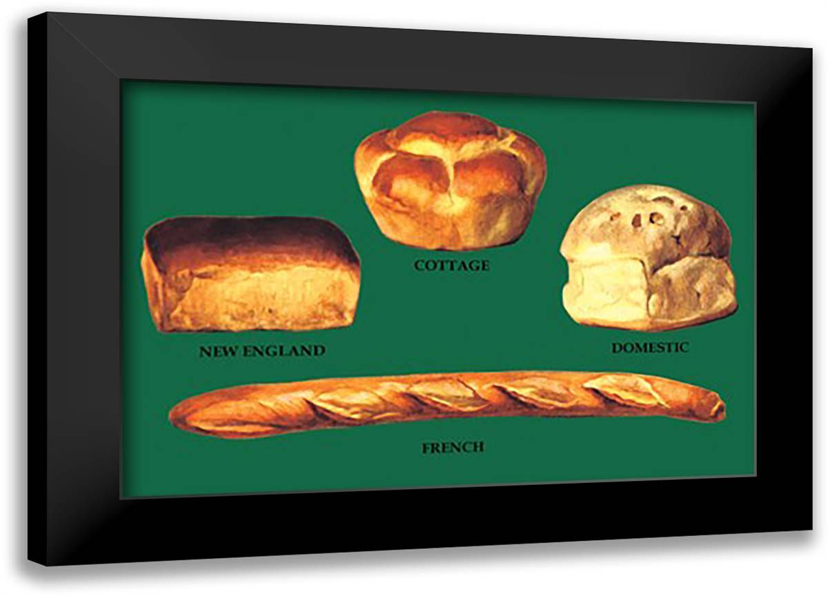 New England, Cottage, Domestic, and French Breads 22x16 Black Modern Wood Framed Art Print Poster