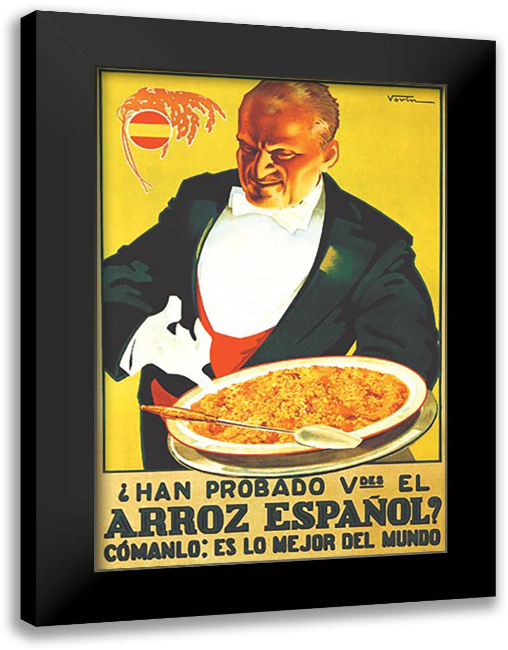 Arroz Espanol 16x22 Black Modern Wood Framed Art Print Poster by Vorin