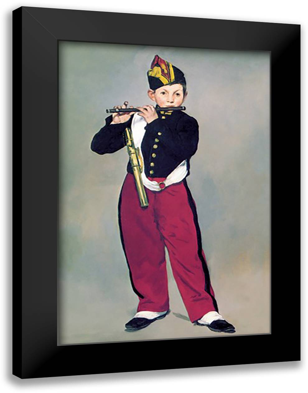 Fifre 16x22 Black Modern Wood Framed Art Print Poster by Manet, Edouard