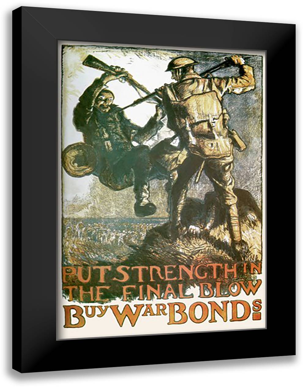 Put Strength In The Final Blow 16x22 Black Modern Wood Framed Art Print Poster by Brangwyn