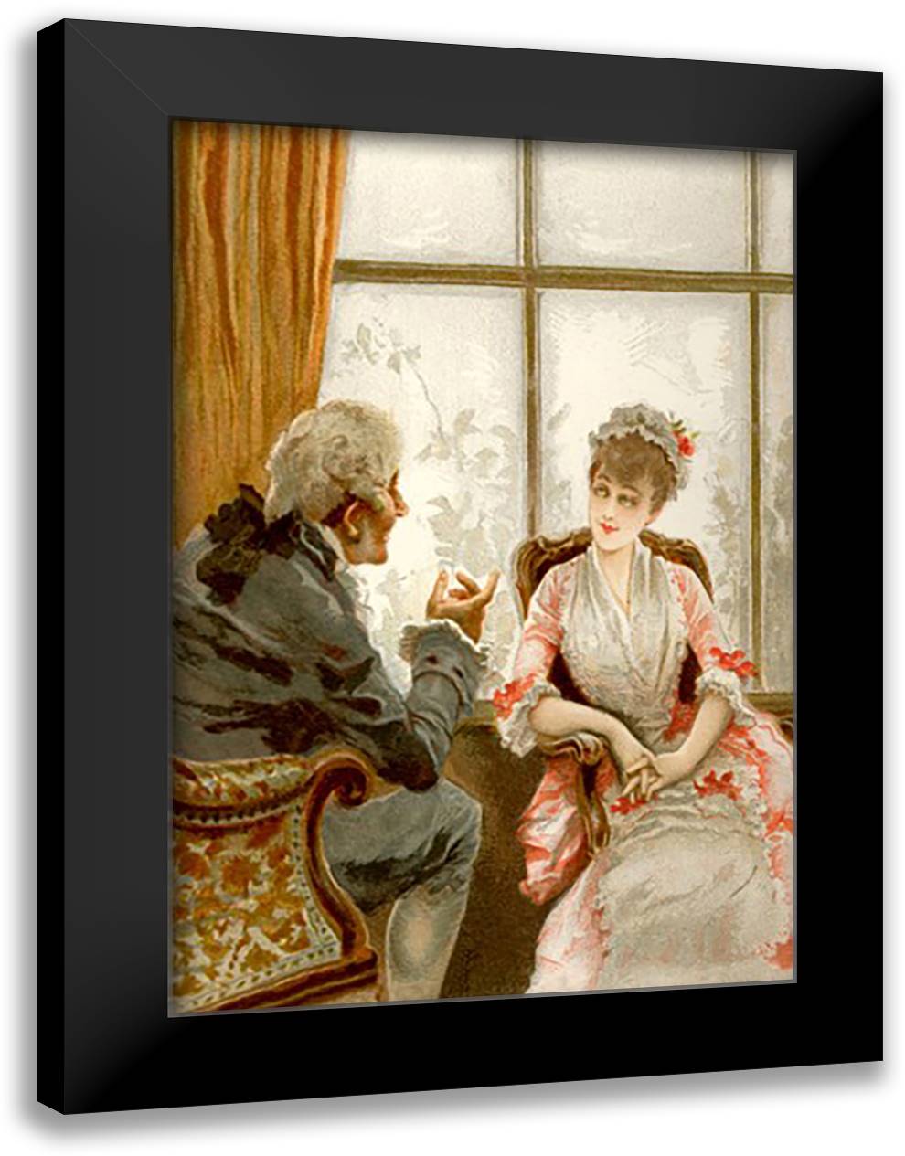 School For Scandal: An Enthralling Conversation 16x22 Black Modern Wood Framed Art Print Poster by Rossi, Lucius