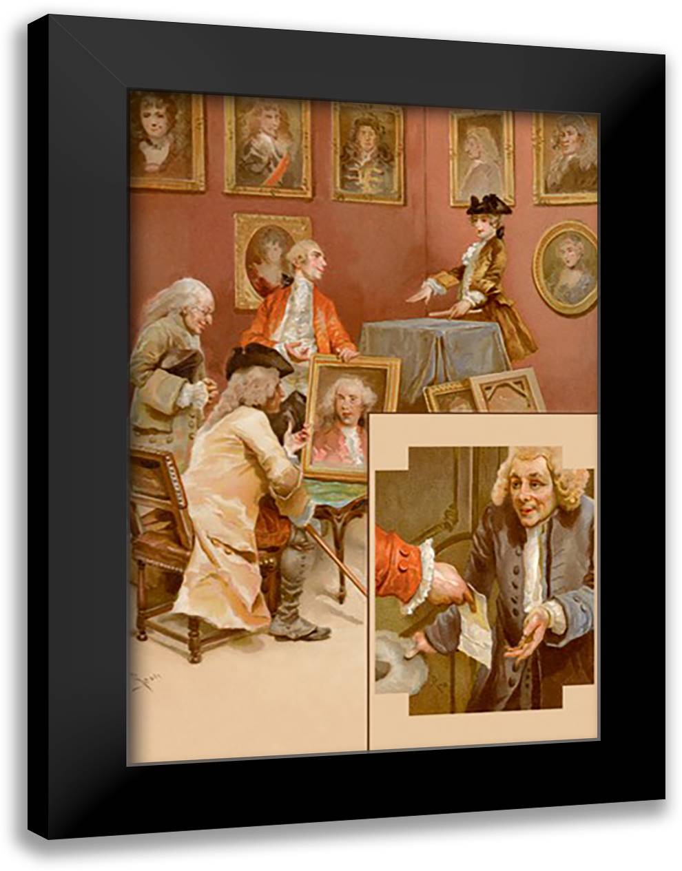 School For Scandal: Portrait Gallery 16x22 Black Modern Wood Framed Art Print Poster by Rossi, Lucius