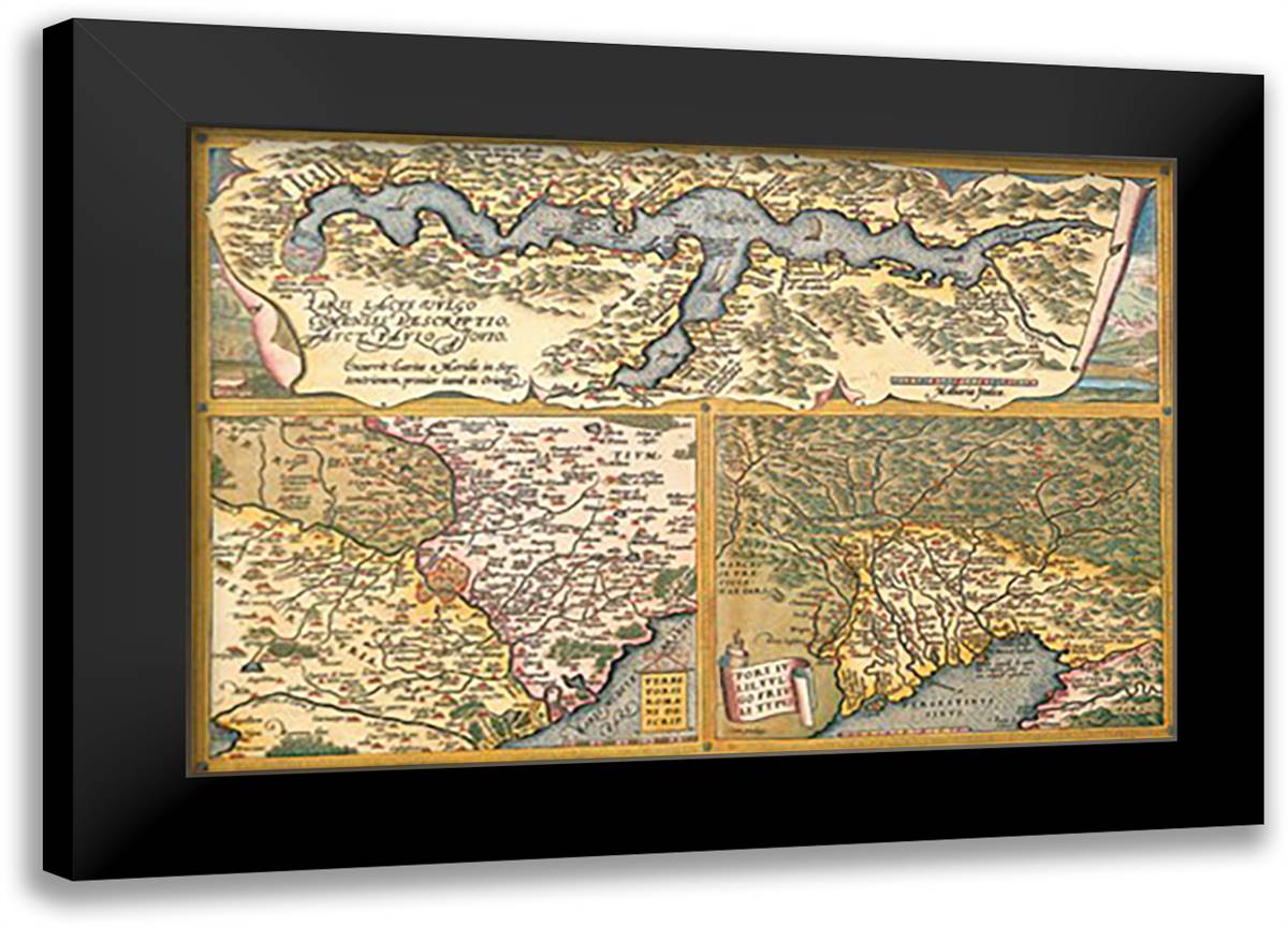 Maps of Rome 22x16 Black Modern Wood Framed Art Print Poster by Ortelius, Abraham