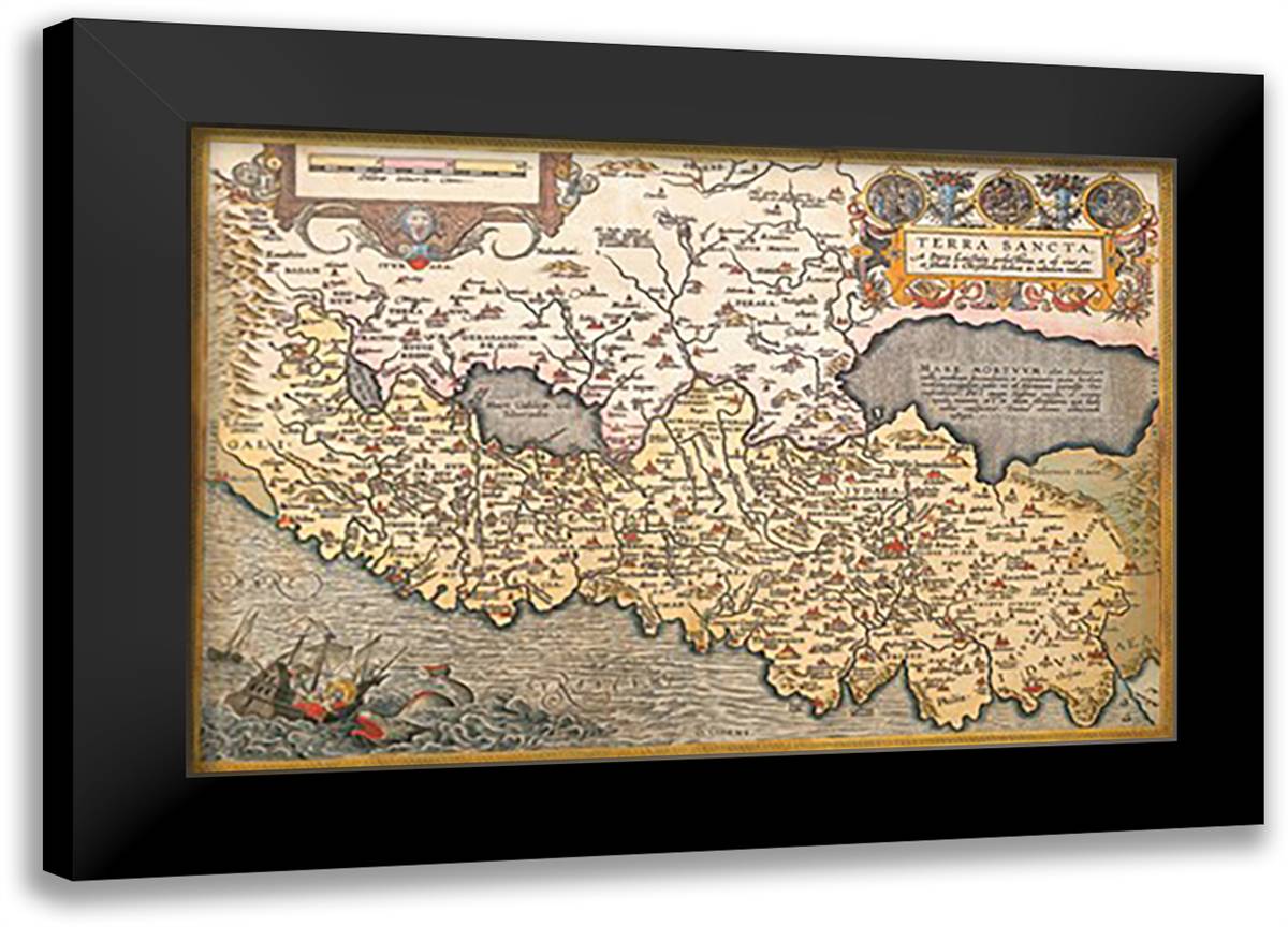 Map of Northern Italy 22x16 Black Modern Wood Framed Art Print Poster by Ortelius, Abraham