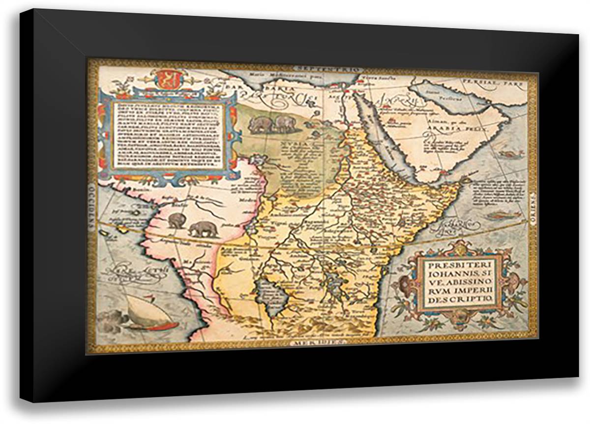 Map of Northeastern Africa 22x16 Black Modern Wood Framed Art Print Poster by Ortelius, Abraham