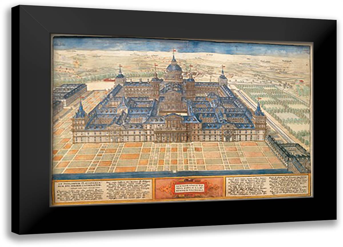 Building in Spain 22x16 Black Modern Wood Framed Art Print Poster by Ortelius, Abraham