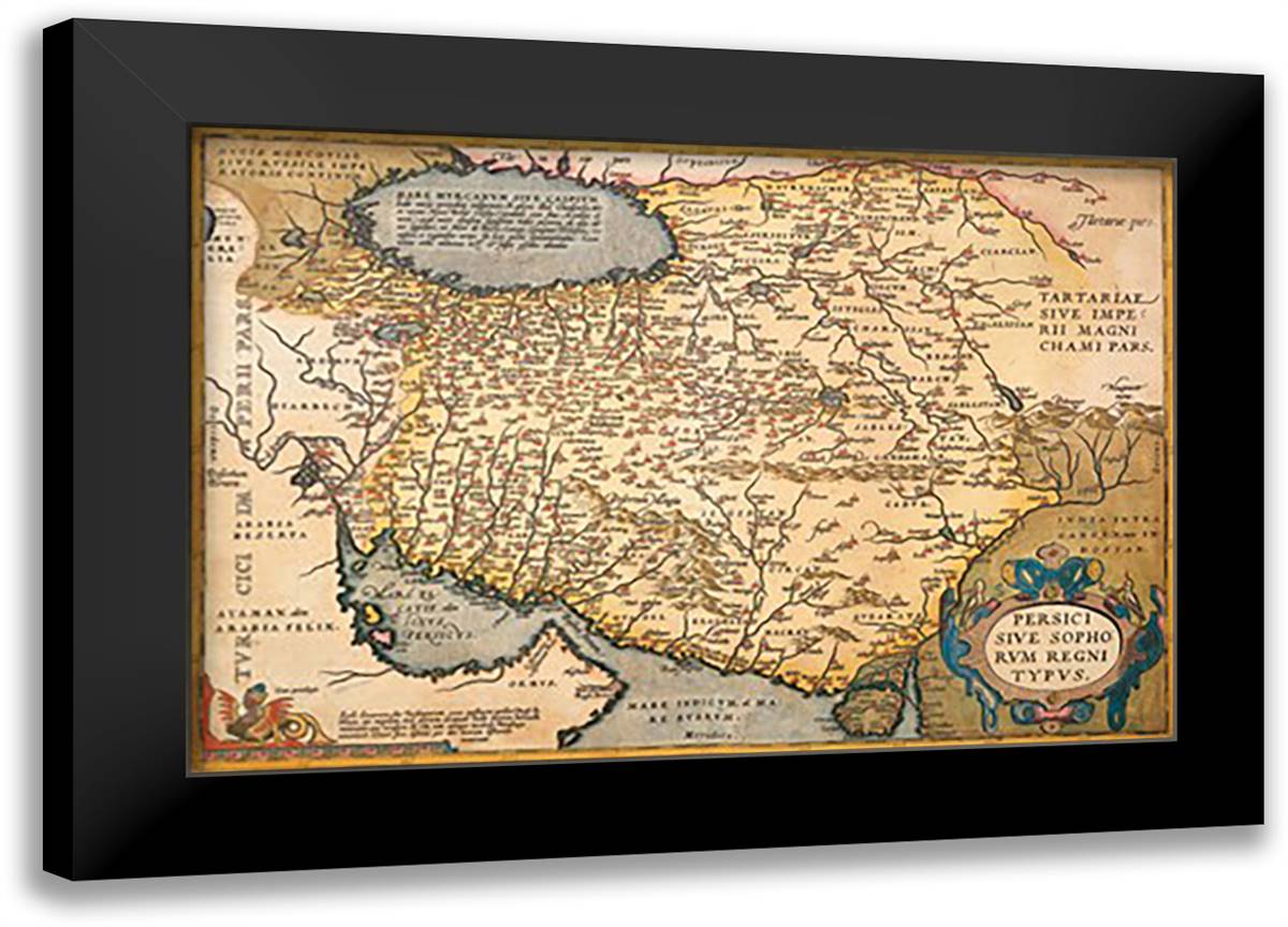 Map of The Middle East 22x16 Black Modern Wood Framed Art Print Poster by Ortelius, Abraham