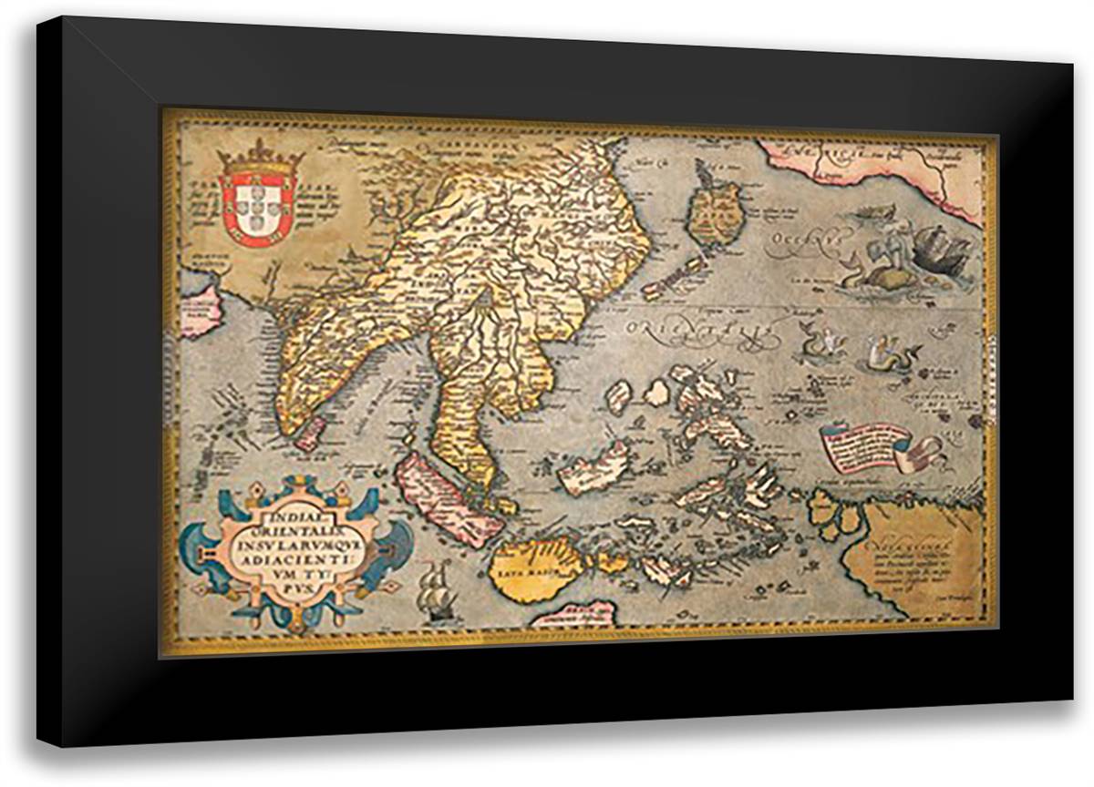 Map of South East Asia 22x16 Black Modern Wood Framed Art Print Poster by Ortelius, Abraham