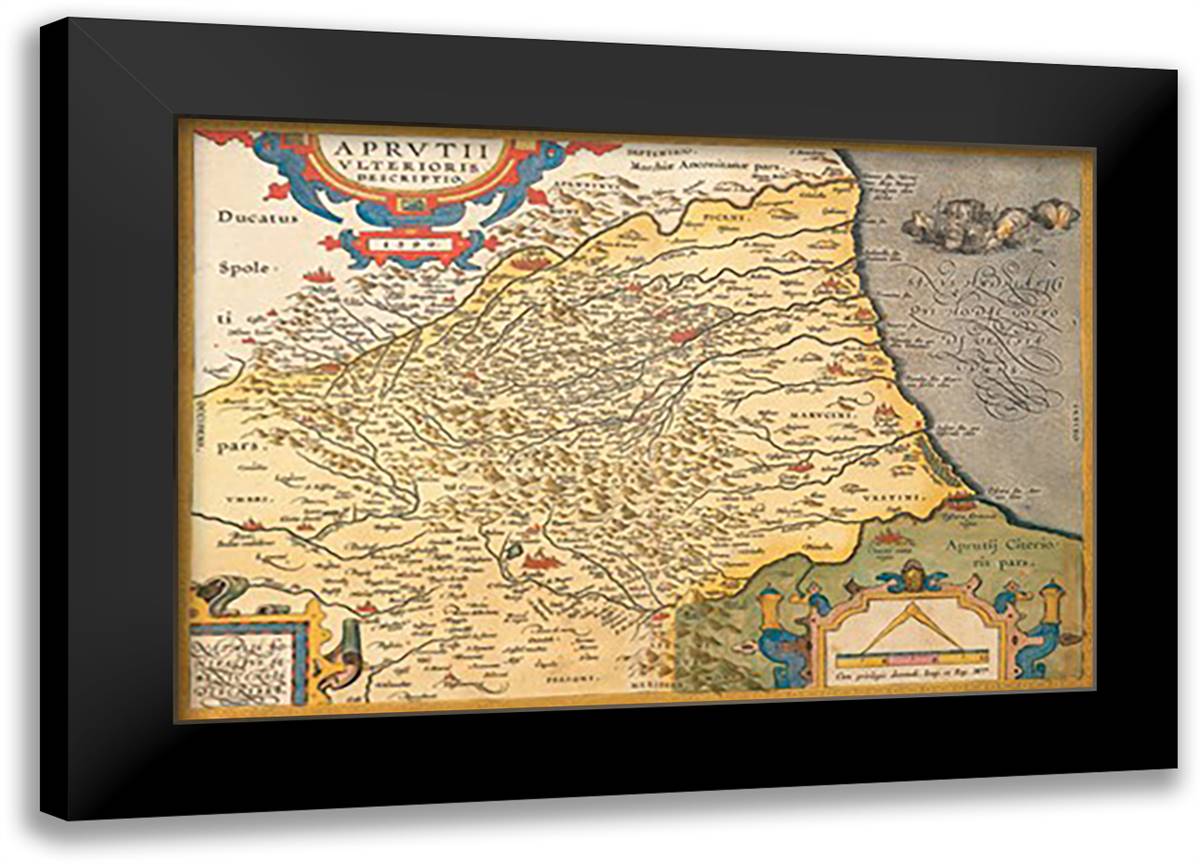 Map of Northeastern Italy 22x16 Black Modern Wood Framed Art Print Poster by Ortelius, Abraham
