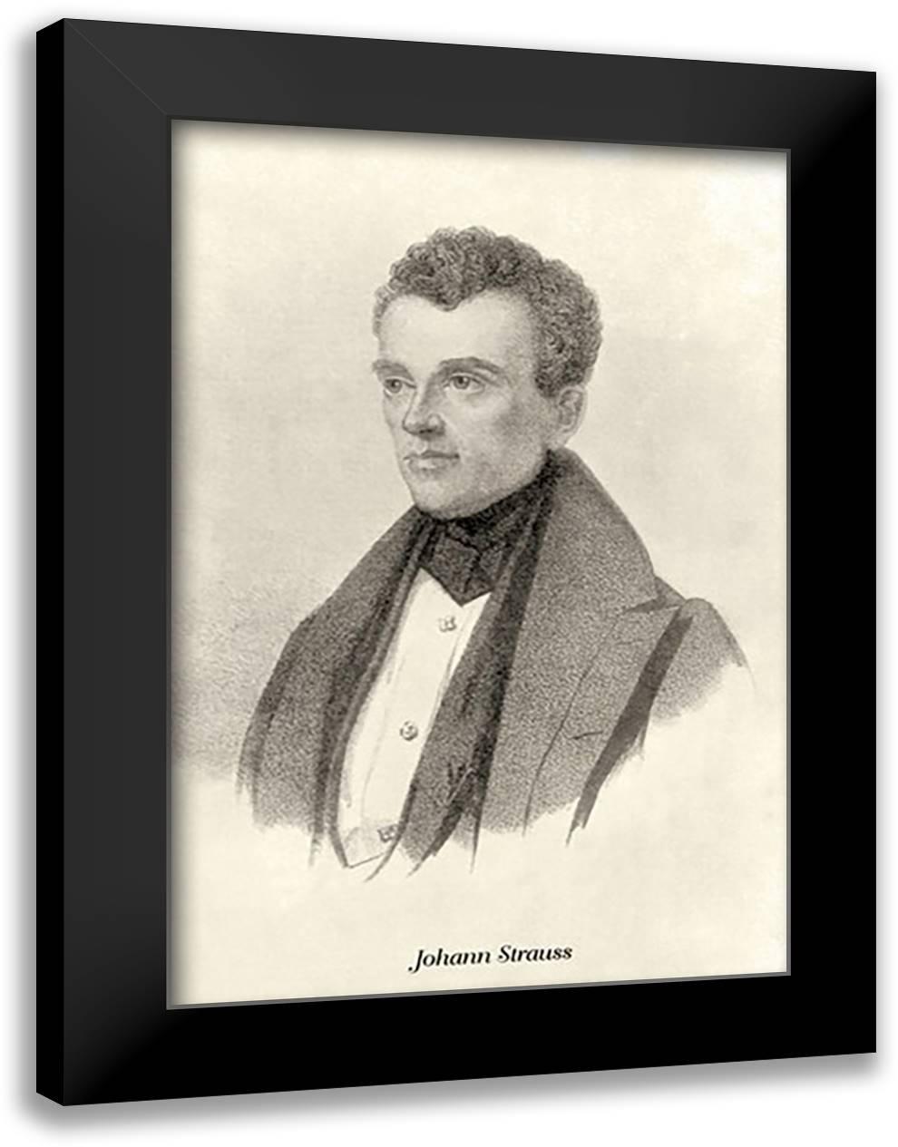 Elder Johann Strauss 16x22 Black Modern Wood Framed Art Print Poster by Thomas, Theodore