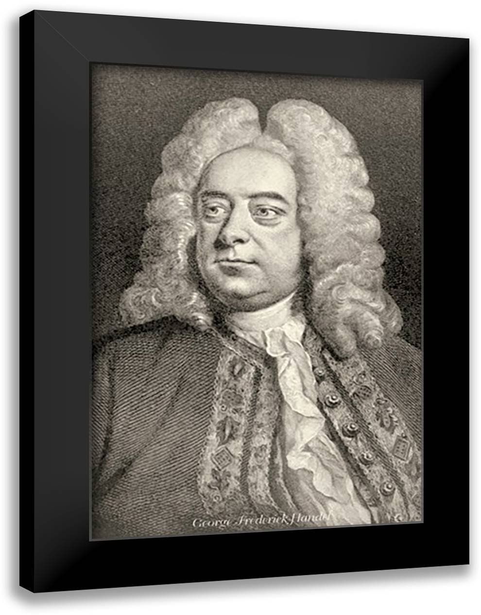 George Frederick Handel 16x22 Black Modern Wood Framed Art Print Poster by Thomas, Theodore