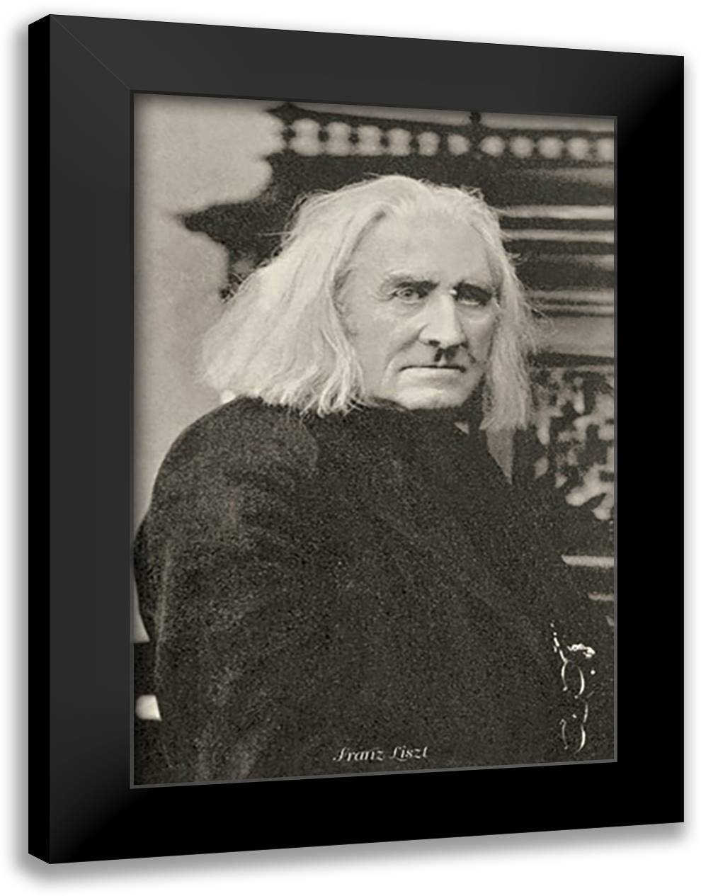 Liszt in his 75th Year 16x22 Black Modern Wood Framed Art Print Poster by Thomas, Theodore