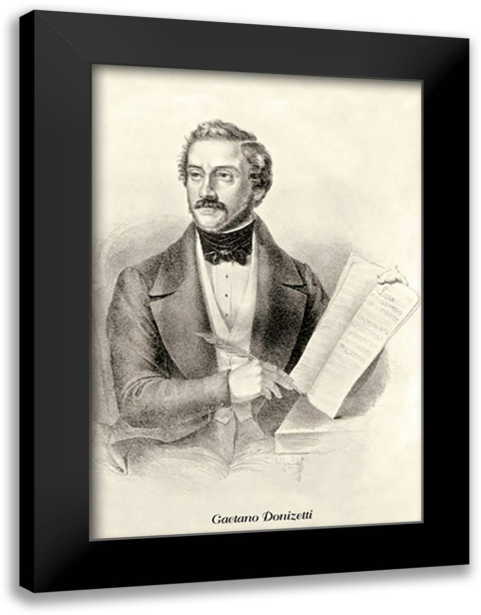 Gaetano Donizetti 16x22 Black Modern Wood Framed Art Print Poster by Thomas, Theodore